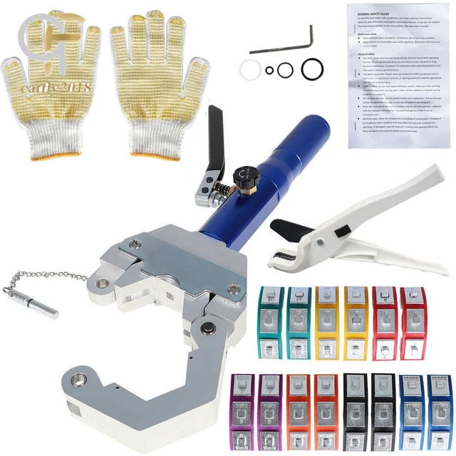 Hydraulic Clamp A/C Set IG-71500 Crimping Tool A/C Hose Crimper with 7 Die Set