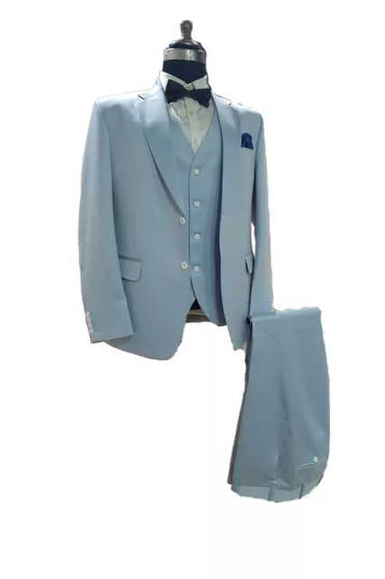 Hommes Bleu Ciel Costumes Créateur Mariage Palefrenier Dîner (Veste + Gilet + )