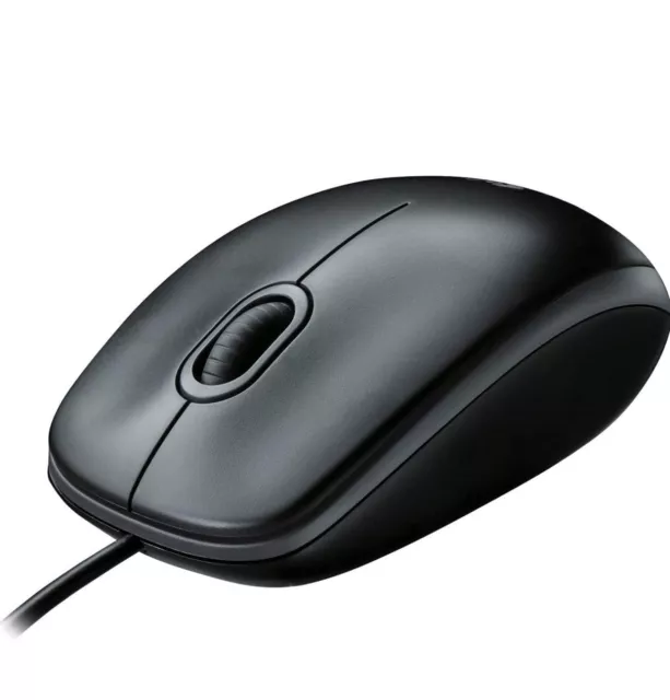 Logitech B100 Full Size Corded, Wired USB Mouse For Computers & Laptop-Black