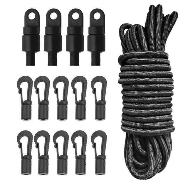 1/4 "16.4 'Heavy Duty Elastisches Seil + 4 Stück Shock Cord End Stop + 10