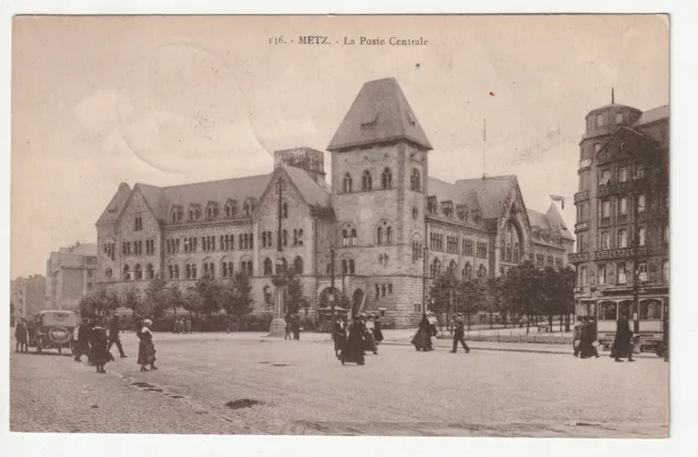 METZ - Moselle - CPA 57 - the Central Post Office - tram