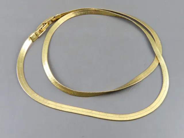 NADRI Beautiful 18K YELLOW GOLD PLATED Herringbone Chain Necklace 16.5" LONG 3mm