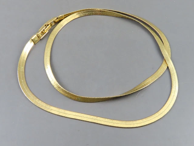 NADRI Beautiful 18K YELLOW GOLD PLATED Herringbone Chain Necklace 16.5" LONG 3mm NADRI Beautiful 18K YELLOW GOLD PLATED Herringbone Chain Necklace 16.5" LONG 3mm