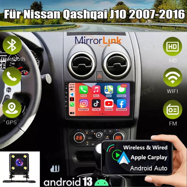 Android 13 Apple Carplay Autoradio GPS Navi Für Nissan Qashqai J10 2007-2016