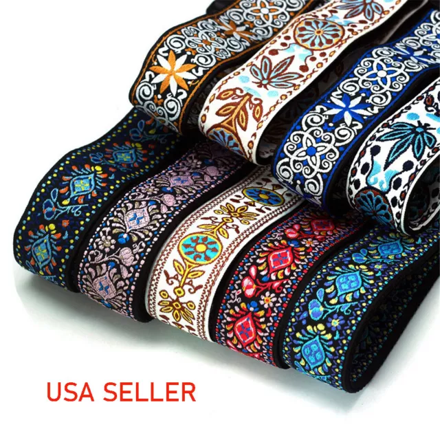 Embroidery Bohemian Cotton Electric Acoustic Guitar Belt Adjustable Soft Strap