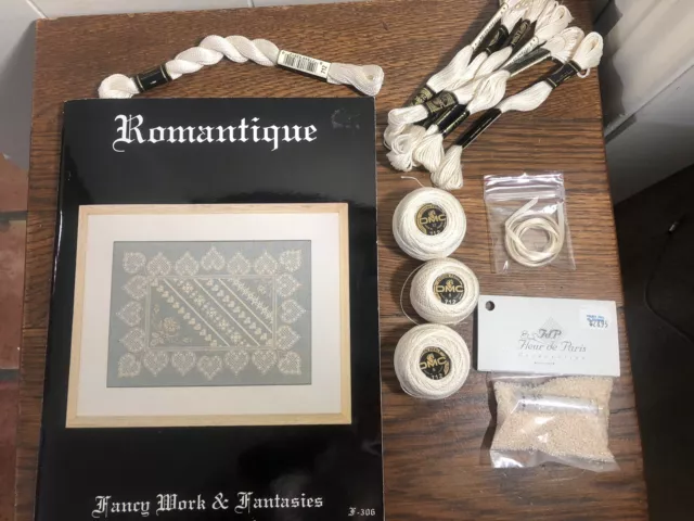 ROMÁNTICO Stitchery Fancy Work & Fantassies 1994 Carol Costello LIBRO Y SUMINISTROS