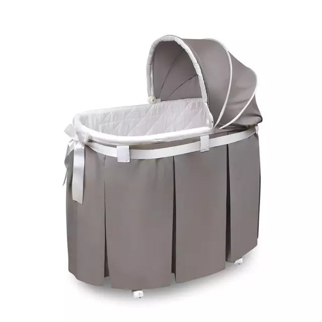 Badger Basket Wishes Oval Bassinet Full Length Skirt Gray