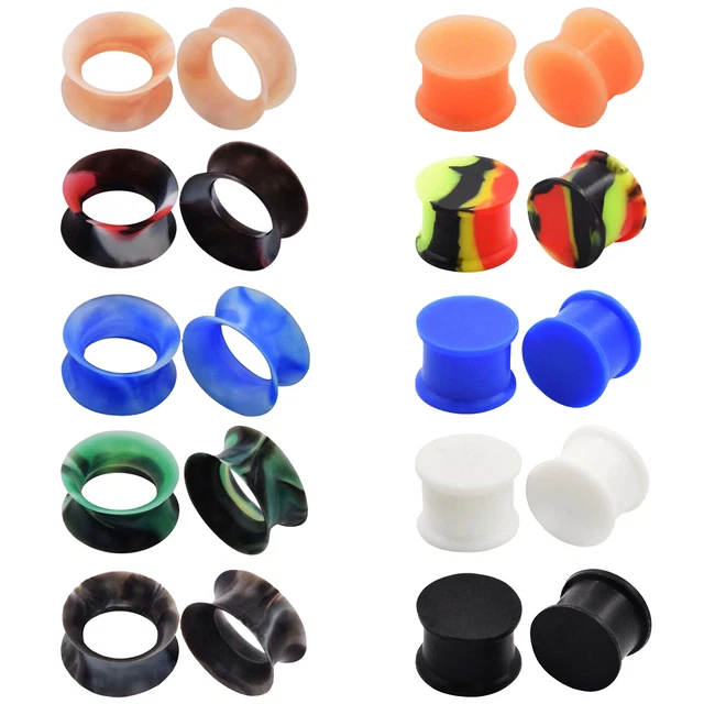 4PCS Hollow Silicone Ear Gauge Flesh Tunnel Saddle Plug Piercing Stretching