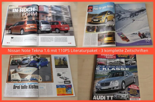 Nissan Note Tekna 1.6 mit 110PS Literaturpaket - 3 komplette Zeitschriften