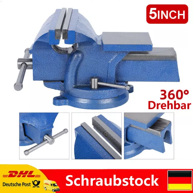 125MM Schraubstock mit Amboss 360° Drehbar für Werkbank Werkbankschraubstock