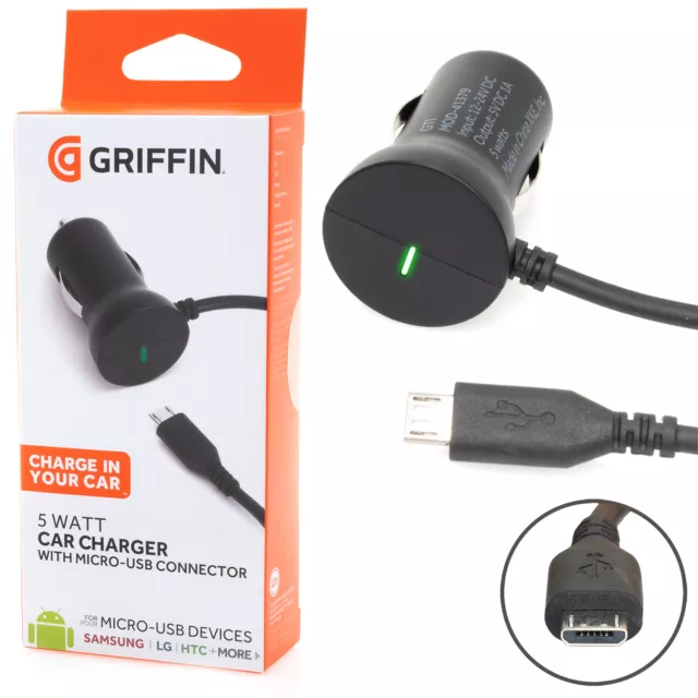 100 X Spécial Micro USB Voiture Chargeur 12V Sur 5V Griffin Données Câble Du