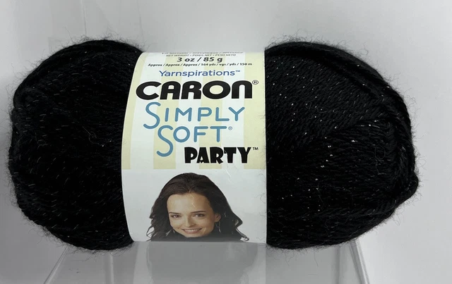 Hilo de fiesta Caron Simply suave negro brillante nuevo 3 oz 164 yardas