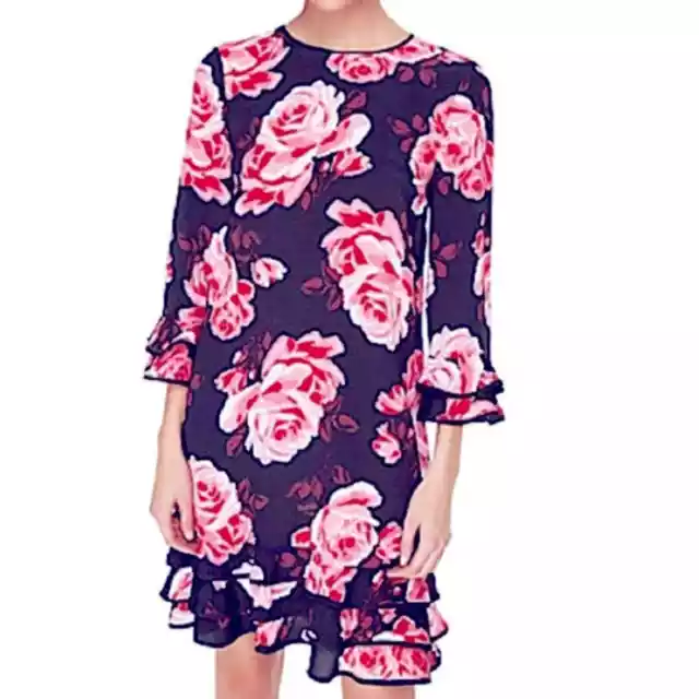 Kate Spade Rambling Roses Rosa Ruffle Shift Dress Size Small