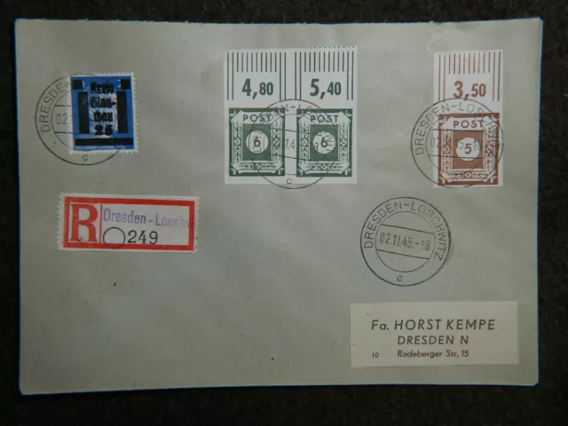 Kempe Brief - SBZ - Dresden Loschwitz - 1945 - gestempelt - teils geschnitten