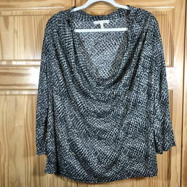 Soft Joie Womens L Reine Draped Cowl Neck Top Gray Abstract Snake Print Modal