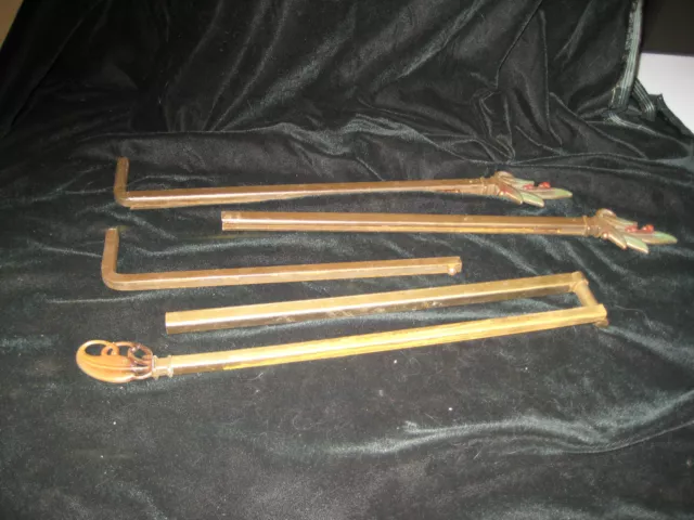 Antique- Swivel Curtain Rods (3) Sets Vintage Brass & Cast Iron Metal