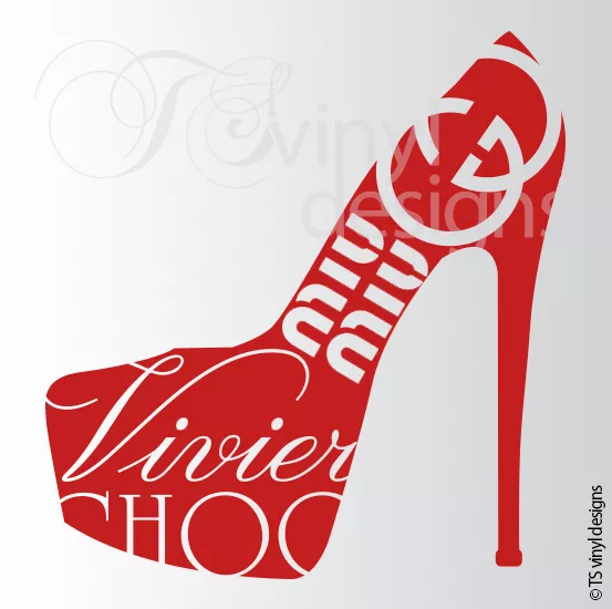 Damen, Damen, Mädchen, High Heel Vinyl Wandkunst Aufkleber Grafik Dreifachpack 3