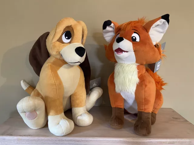 Genuine Disney Store Tod & Copper Medium Fox & Hound Plush Soft Toys BNWT
