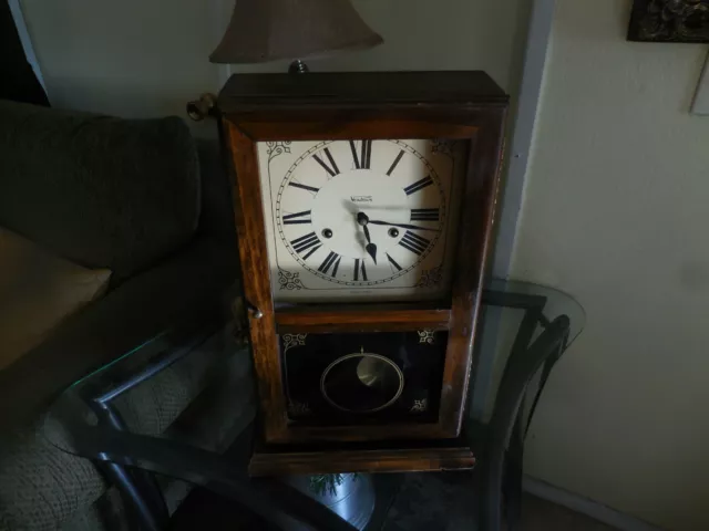 Antique Regulator Pendulum Wind-up Verichron Wall/Mantel Clock 1900's, WORKS!