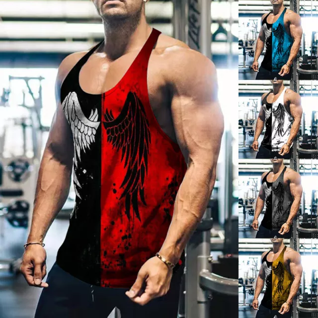 Uomo Allenamento Canotta Top Palestra Atletico SPORTS Fitness Muscolo Maglietta