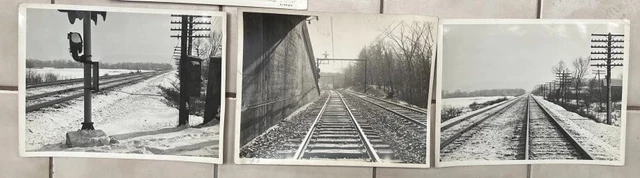 Five Train Trolly Rr Track Scenes Vintage Photos 2