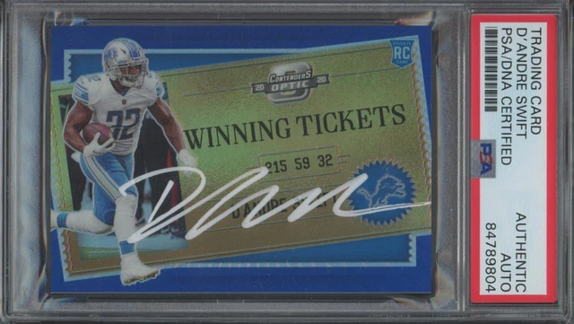 2020 Contenders Optic Winning Ticket D'Andre Swift /99 RC PSA DNA Authentic Auto