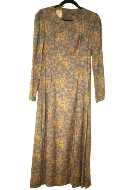 Laura Ashley Womens Size 8 Floral Long Sleeve Midi Dress Prairie Cottage Vintage