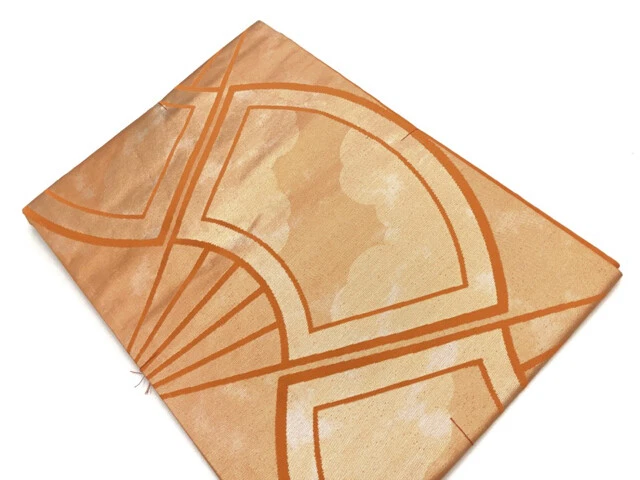 6216047: Japanese Kimono / Vintage Unused Nagoya Obi / Woven Folding Fan Pattern