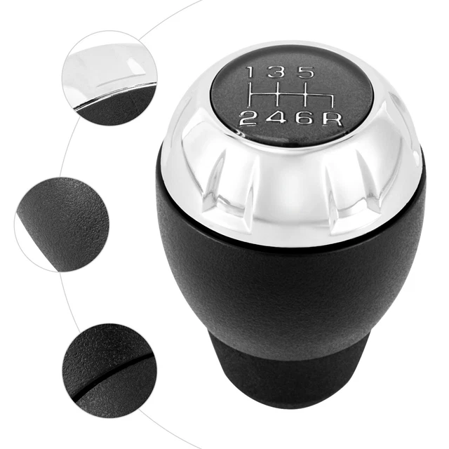 6 SPEED MANUAL Chrome Leather Wrapped Shift Knob Fit for Jeep Wrangler