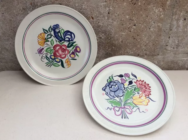 2 x Vintage POOLE POTTERY Traditional Ware PLATES * 10" BN & LE patterns *VGC