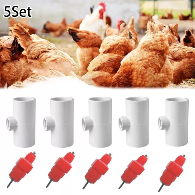 5er Set Geflügeltrinkbrustwarzen und Armatur für Hühnerbewässerungssystem