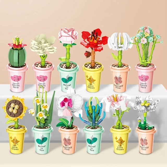 Bouquet de fleurs Jouets modèle 3D Blocs de construction Fleur Rose Fleur Jouet