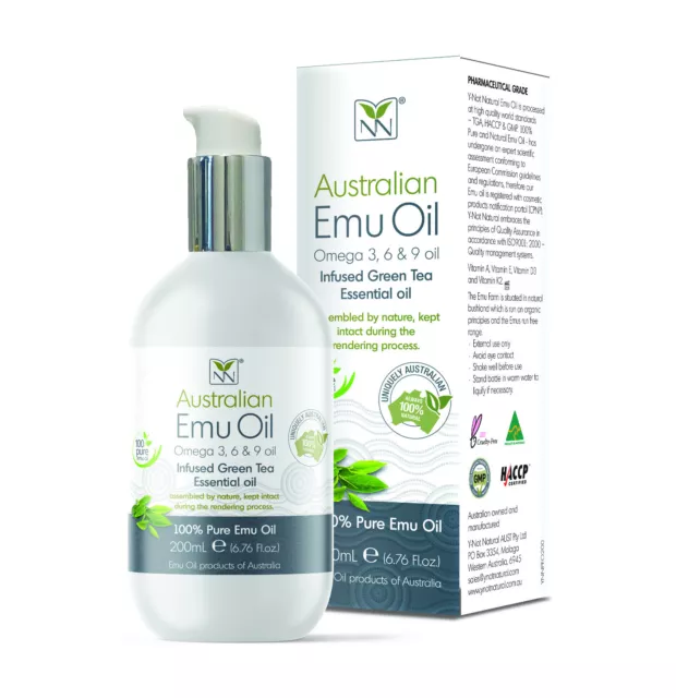 Pure Emu Oil, Infused Green Tea for Hypoallergenic Skin Care, Hair & Healing
