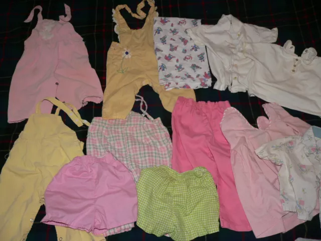 Vtg 70S 80S Toddler Baby Girl Clothes Lot 2T 3T 4T Overalls Shirt Carters Coombs