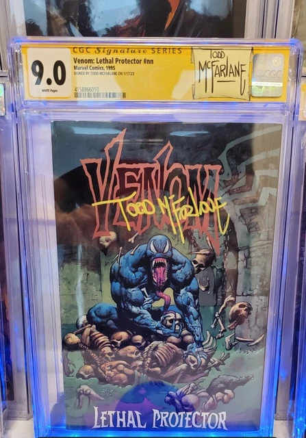 Venom Lethal Protector #nn Cgc 9.0 Htf Rare Signed By Todd Mcfarlane