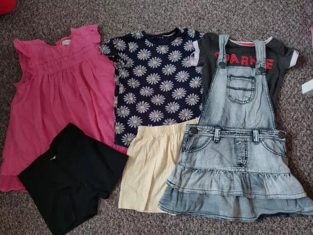 Top outfit per ragazza, leggings, abito Pinafore Next, noce moscata, denim Co 4-5 anni