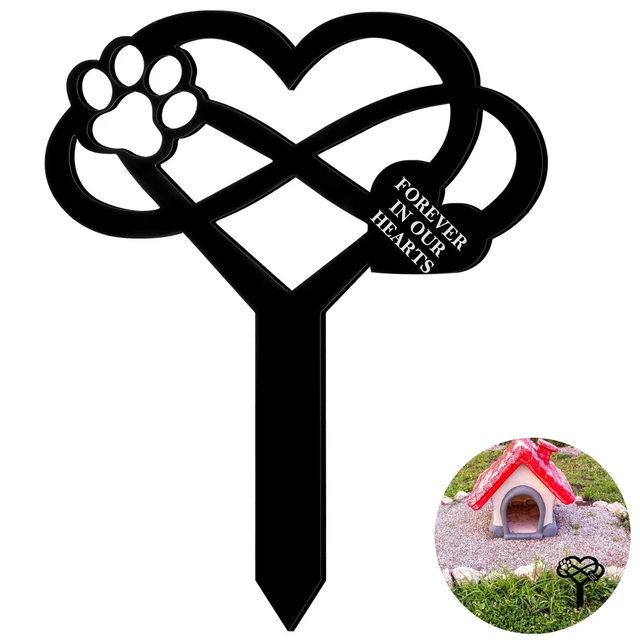 Elegant Dog Paw Meaningful Cross Or Hearted Yard Pet Grave Marker Outdoors