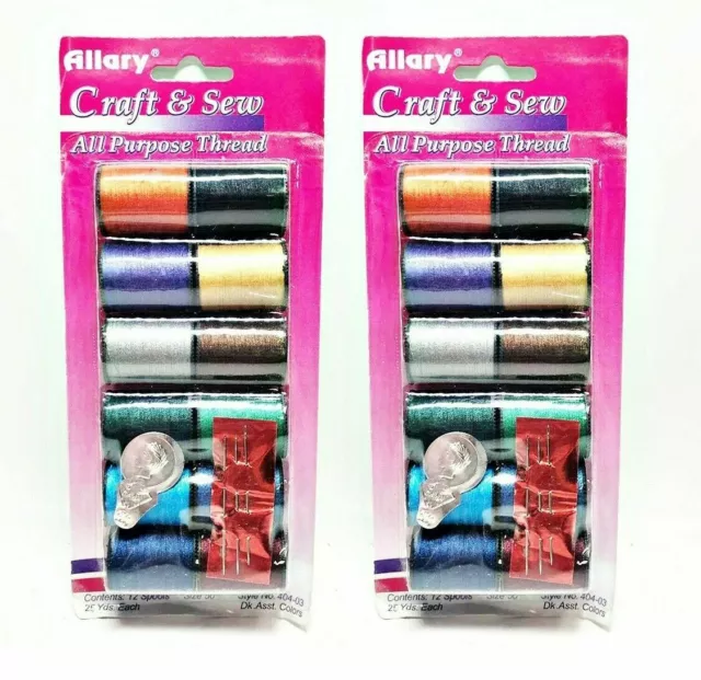 Allary Craft & Cucire 12 Rocchetti Tutti Scopo Filo,Dk Asstd Colori ( Lotto Di