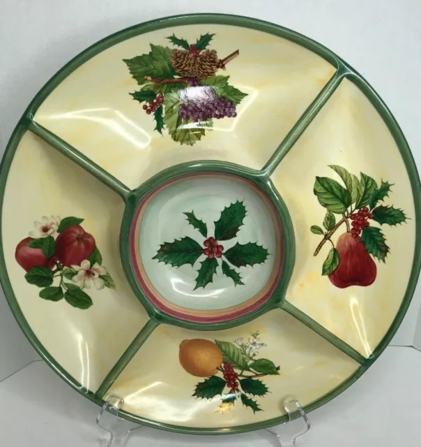 Villeroy Boch French Noel Holiday Divided Platter Tray 14" Portugal Fruit Holly