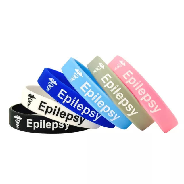 SALE SECONDS Epilepsy Wristband Medical Alert Silicone Band Bracelet Adult 202mm