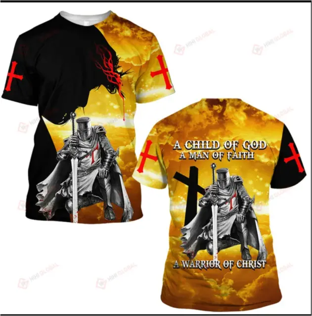 I'M A WARRIOR OF GOD KNIGHT CHRISTIAN GOD JESUS SUMMER NEW 3D T-SHIRT Best Price