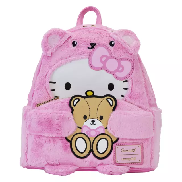 Hello Kitty Teddy Bear Cosplay Pink Plush Mini Backpack Loungefly & Sanrio New 2