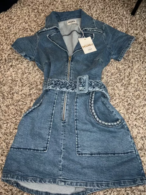 NWT Show Me Your MuMu Outlaw Denim Mini Dress Size M