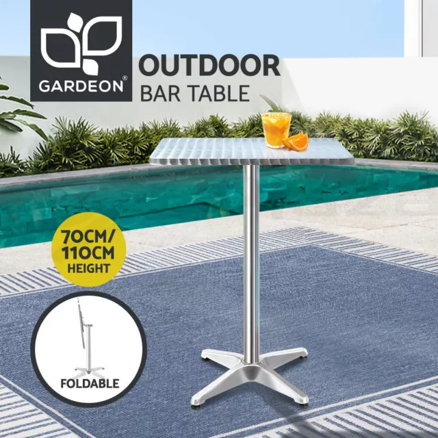 Gardeon Outdoor Bar Table Furniture Adjustable Aluminium Pub Square Cafe Table