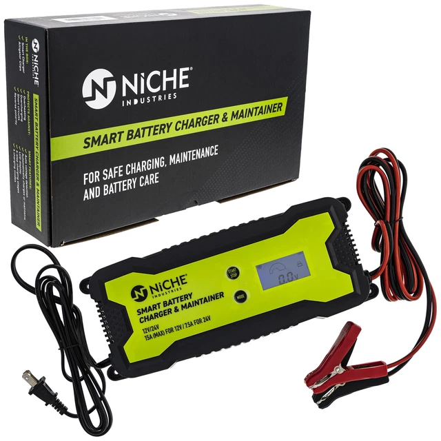 NICHE Smart Battery Charger Maintainer Trickle Watercraft 12V/24V 15A/7.5A