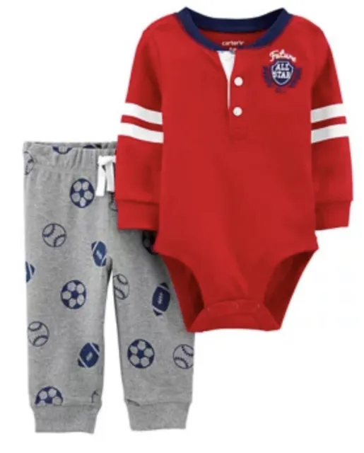 New Carter’s Baby Boy 2-Piece Sports Bodysuit & Pants Set Outfit Newborn