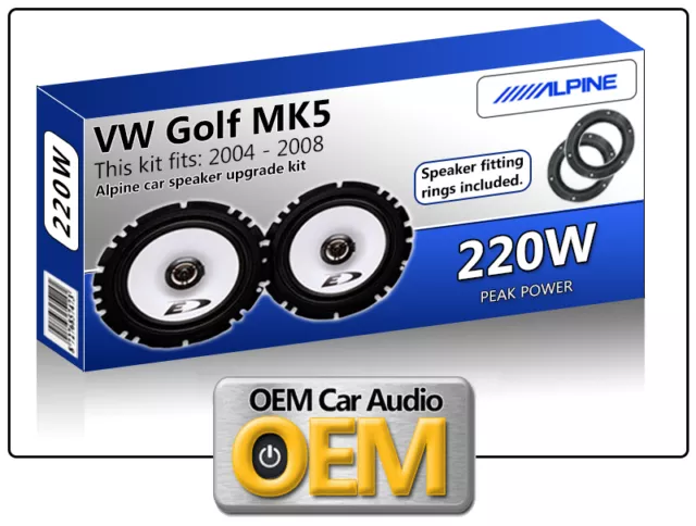VW Golf MK5 Front Door speakers Alpine car speaker kit with Adapter Pods 220W