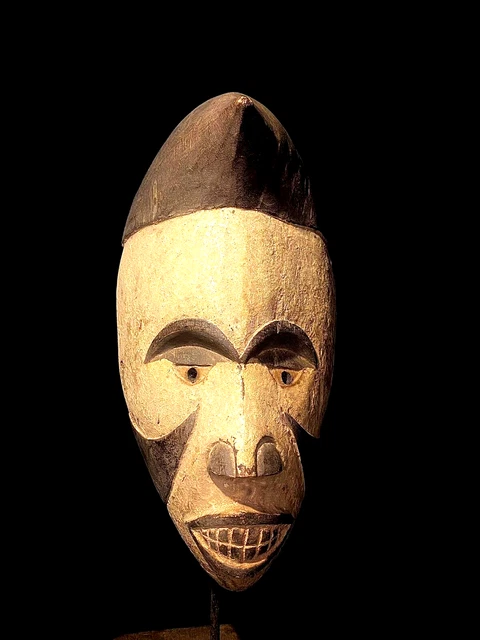 Yoruba African Antique mask hand carved wooden wall decor tribe Vintage art-3697