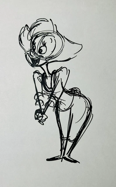 1990s Original Disney Animation Drawing Sketch Art Goof Troop Happy PEG PETE Ink