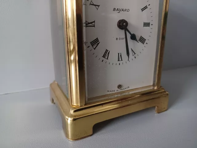 Vintage Bayard 8 day mechanical carriage clock Duverdrey & Bloquel 9 jewels 2